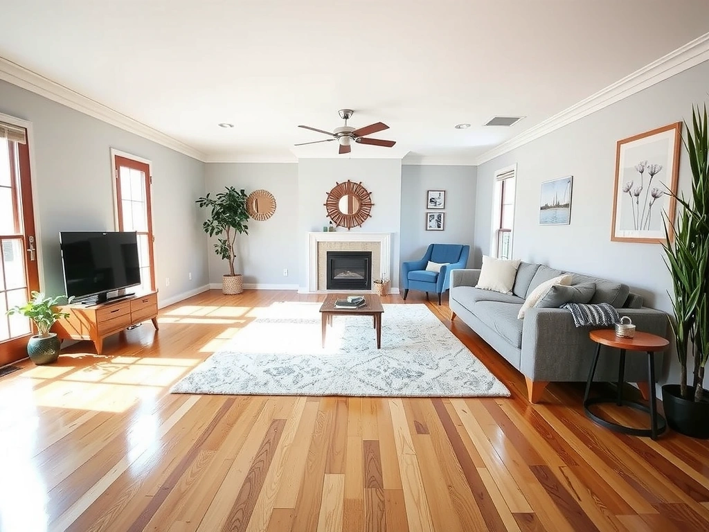 A perfectly staged living room, ready for new tenants