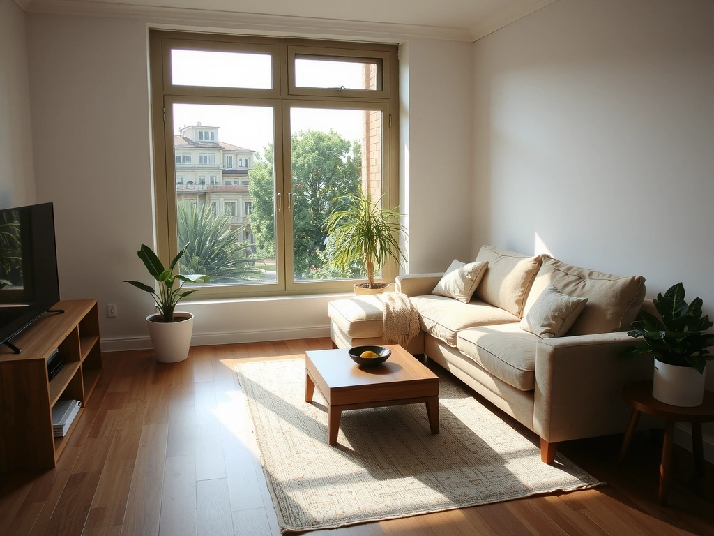 Serene, clean living room in a Beşiktaş apartment