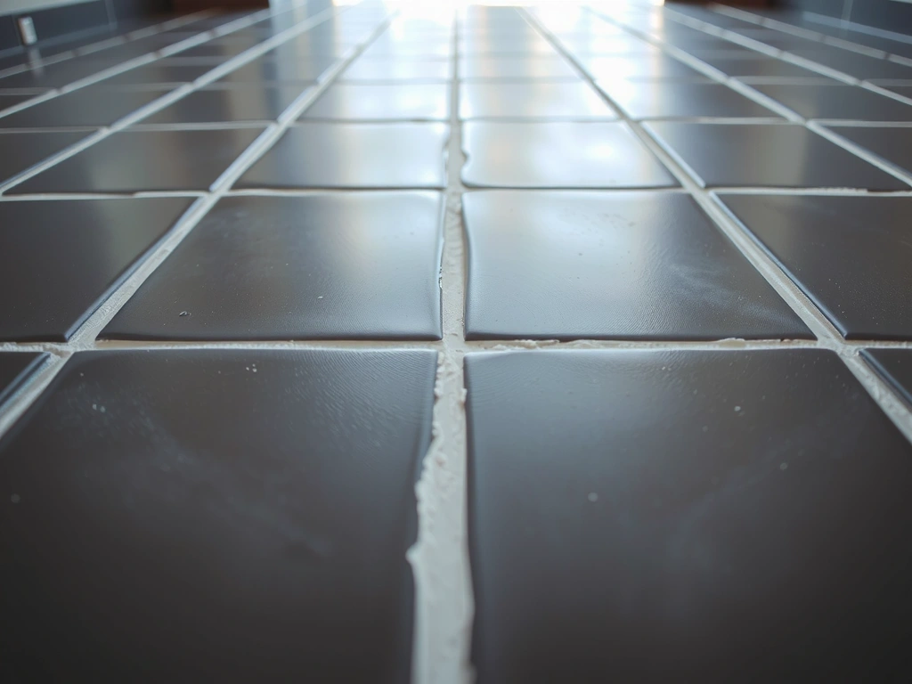 Close-up of pristine white grout lines after professional cleaning.