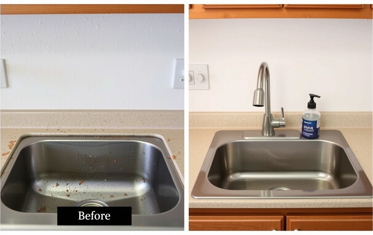 The dirty 'Before' state of a kitchen.